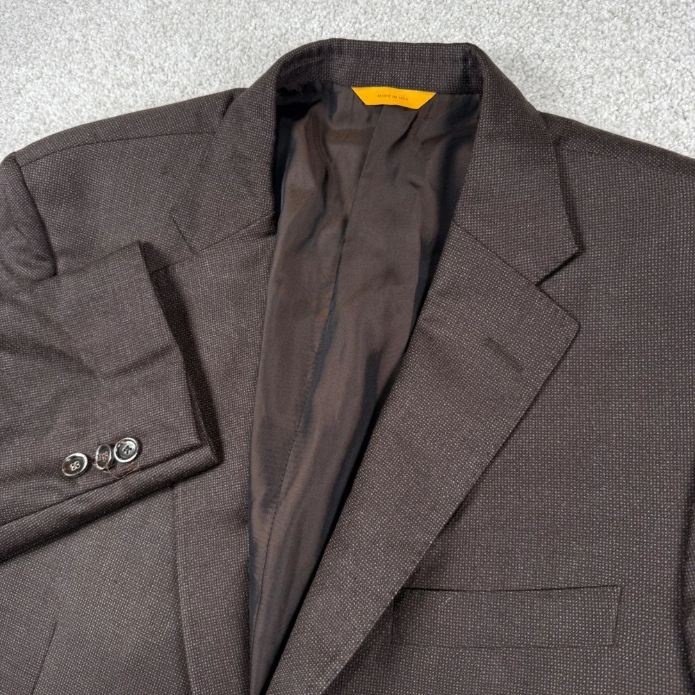 Hickey Freeman Blazer Men 44 Reg Brown Wool Silk Traveller Micronsphere EB004